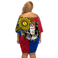 Philippines Lapu-Lapu Off Shoulder Short Dress Filipino Sun Tattoo With Yakan Pattern