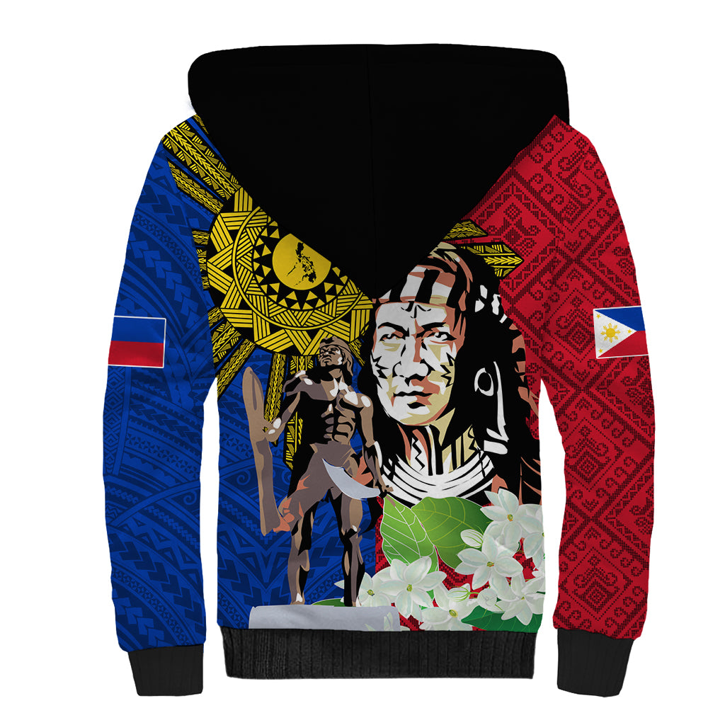 Philippines Lapu-Lapu Sherpa Hoodie Filipino Sun Tattoo With Yakan Pattern