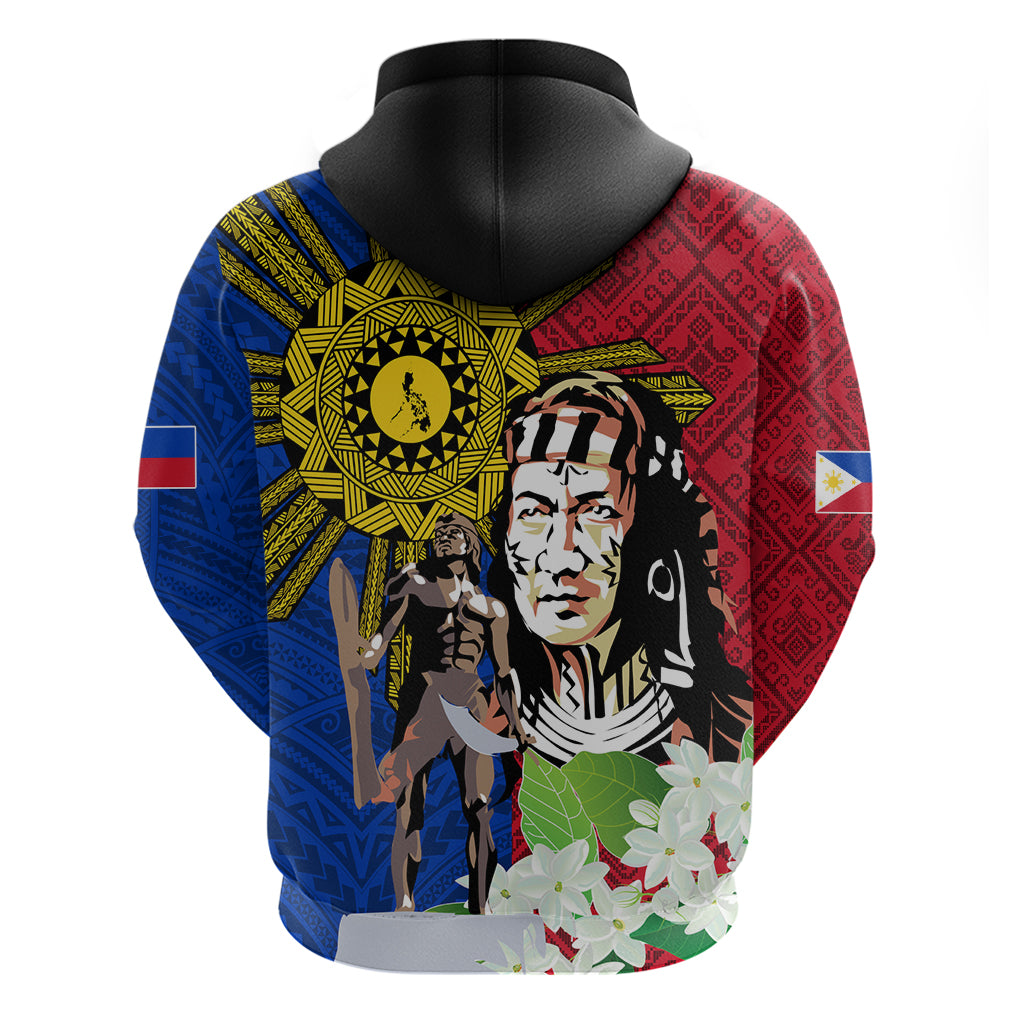 Philippines Lapu-Lapu Zip Hoodie Filipino Sun Tattoo With Yakan Pattern