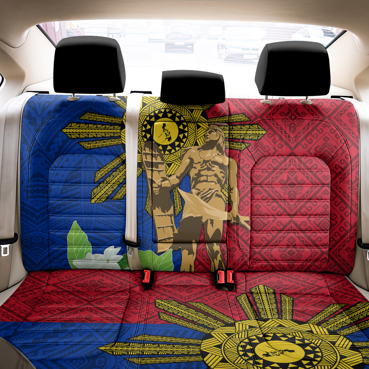 Philippines Lapu Lapu King Jasmine Flowers Back Car Seat Cover Filipino Sun Tattoo