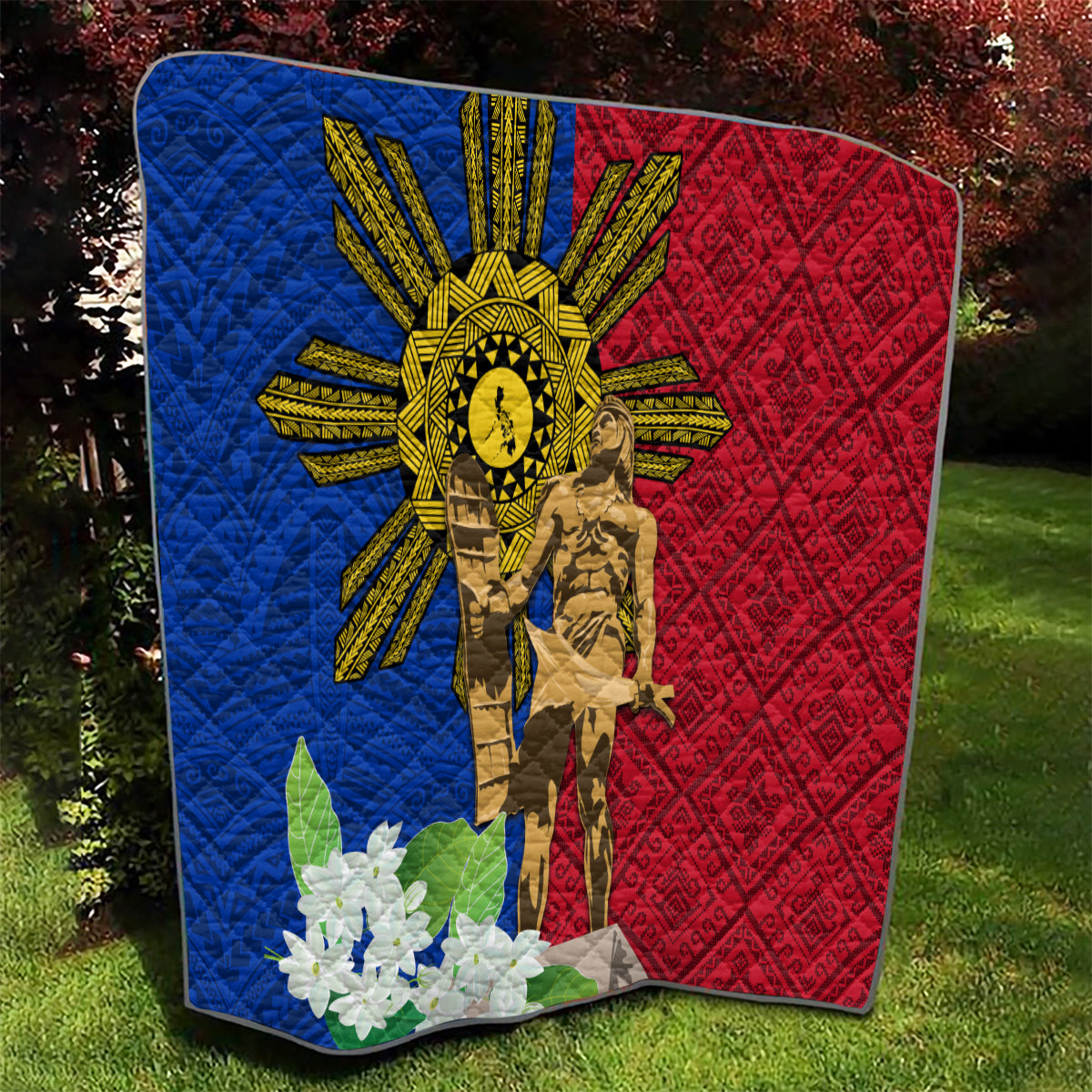 Philippines Lapu Lapu King Jasmine Flowers Quilt Filipino Sun Tattoo