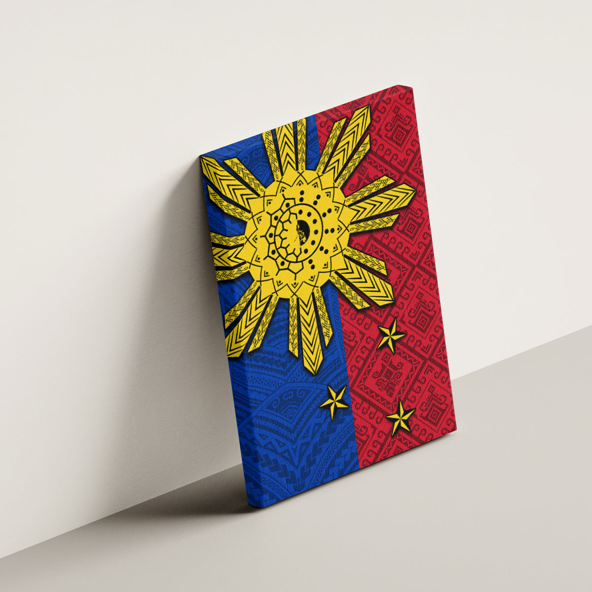 Philippines Sun Batok Tattoo Canvas Wall Art Polynesian and Yakan Pattern