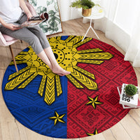 Philippines Sun Batok Tattoo Round Carpet Polynesian and Yakan Pattern