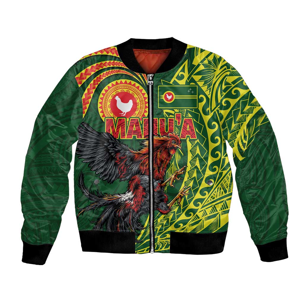Proud of Manu'a Islands Bomber Jacket Rooster and Polynesian Art Wing Style