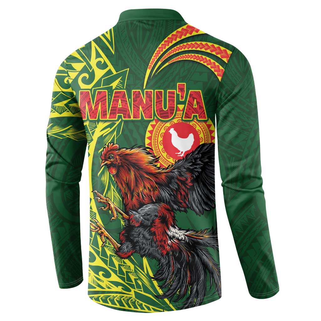 Proud of Manu'a Islands Button Sweatshirt Rooster and Polynesian Art Wing Style LT03 - Polynesian Pride