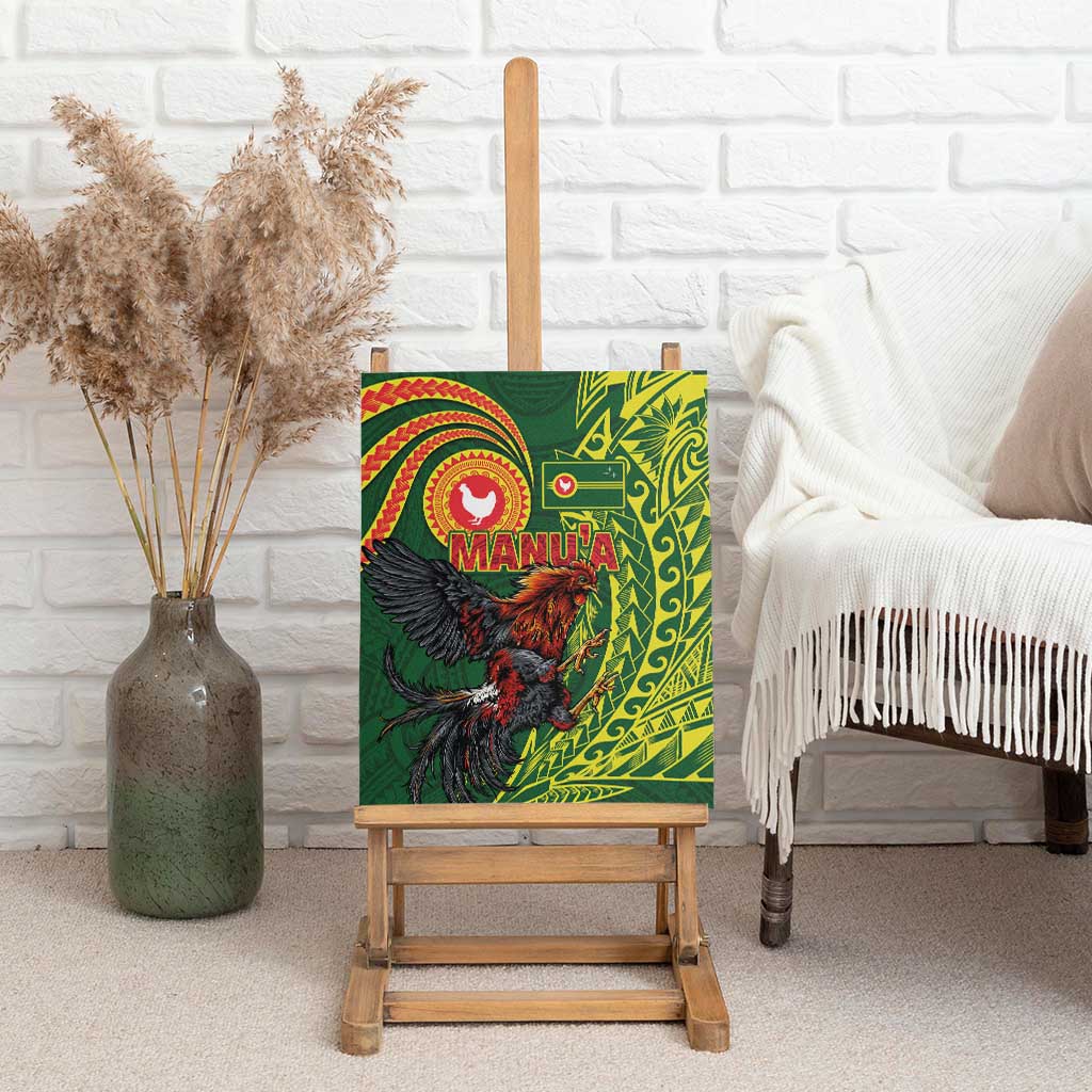 Proud of Manu'a Islands Canvas Wall Art Rooster and Polynesian Art Wing Style