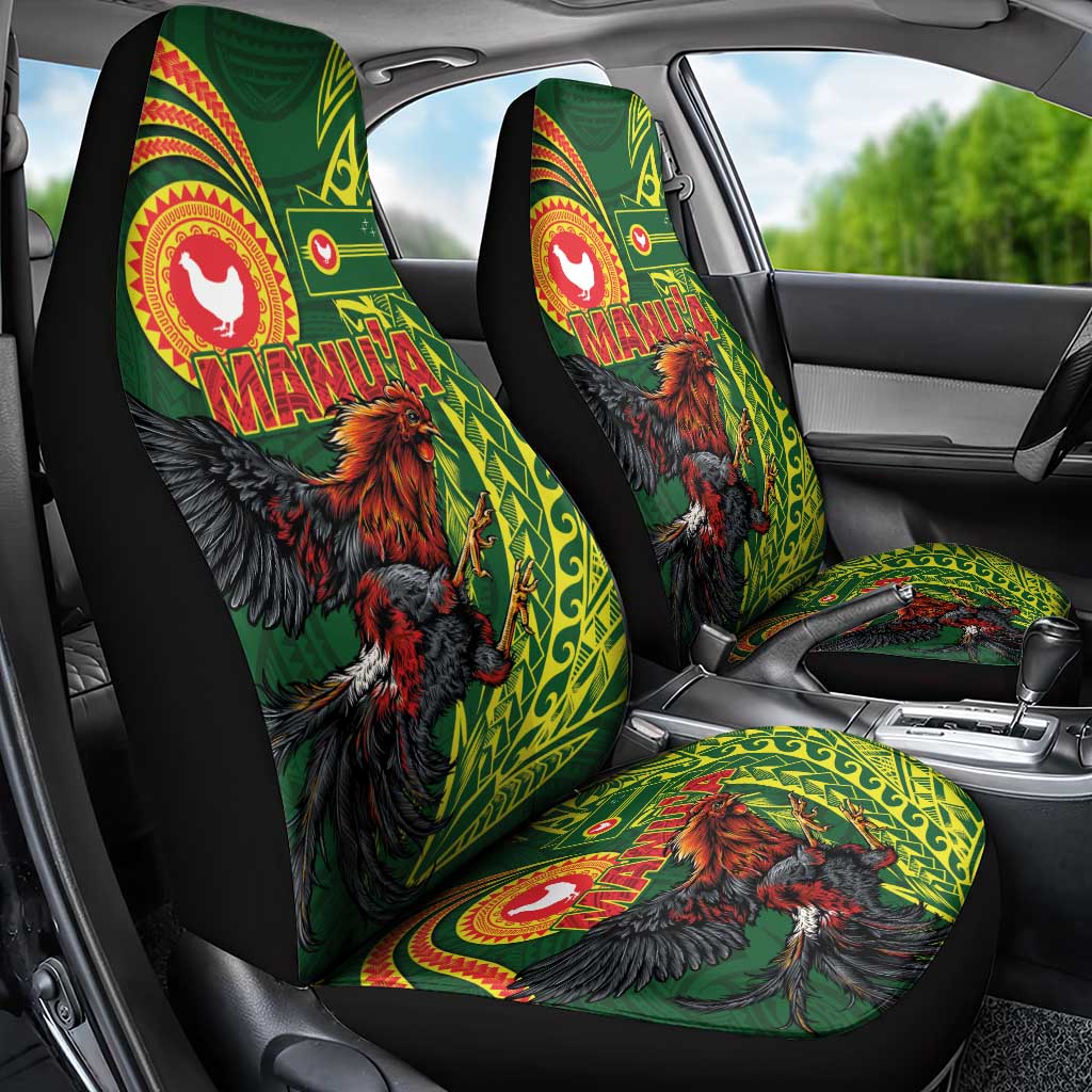 Proud of Manu'a Islands Car Seat Cover Rooster and Polynesian Art Wing Style