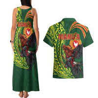 Proud of Manu'a Islands Couples Matching Tank Maxi Dress and Hawaiian Shirt Rooster and Polynesian Art Wing Style
