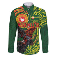 Proud of Manu'a Islands Family Matching Long Sleeve Bodycon Dress and Hawaiian Shirt Rooster and Polynesian Art Wing Style