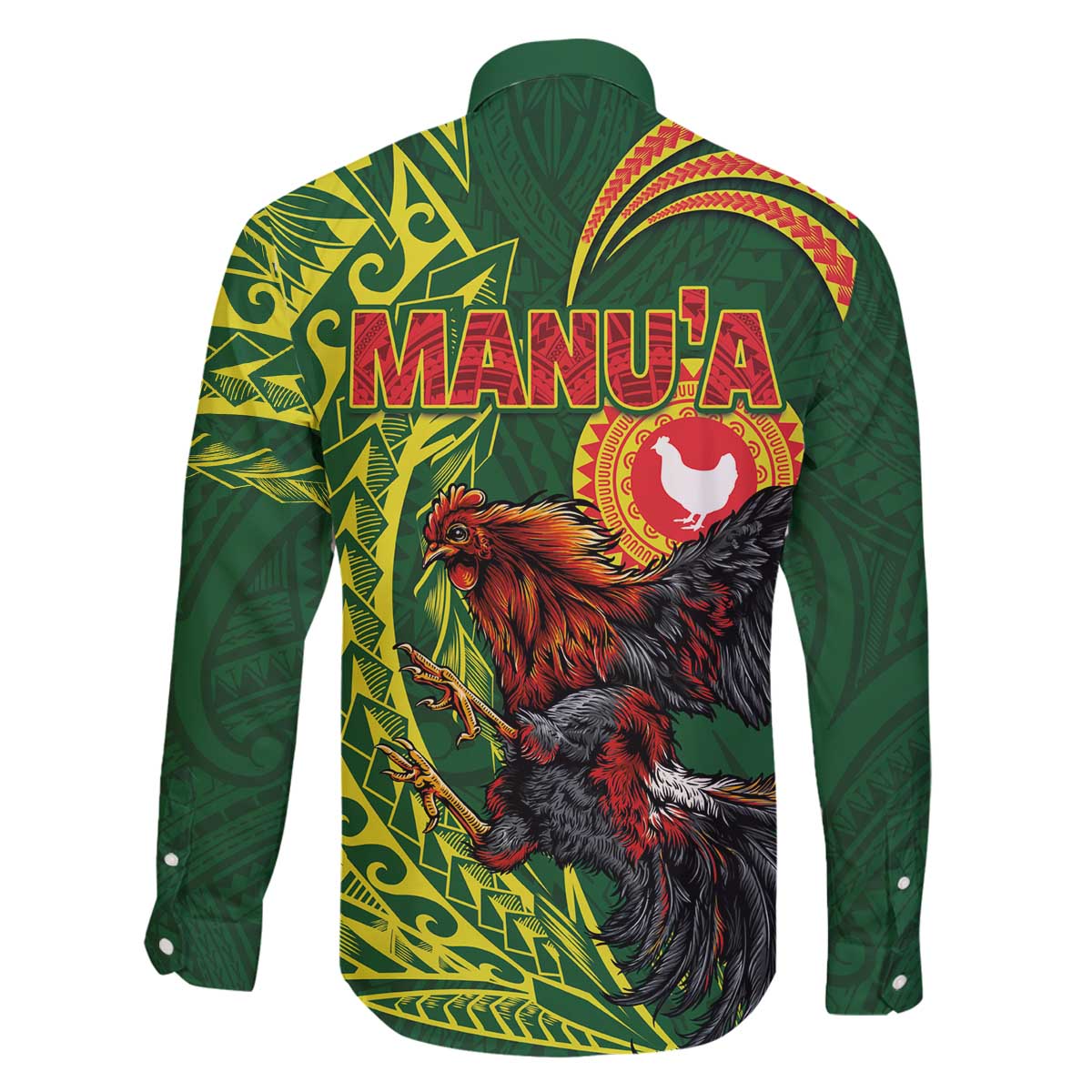 Proud of Manu'a Islands Family Matching Off The Shoulder Long Sleeve Dress and Hawaiian Shirt Rooster and Polynesian Art Wing Style