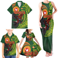 Proud of Manu'a Islands Family Matching Tank Maxi Dress and Hawaiian Shirt Rooster and Polynesian Art Wing Style