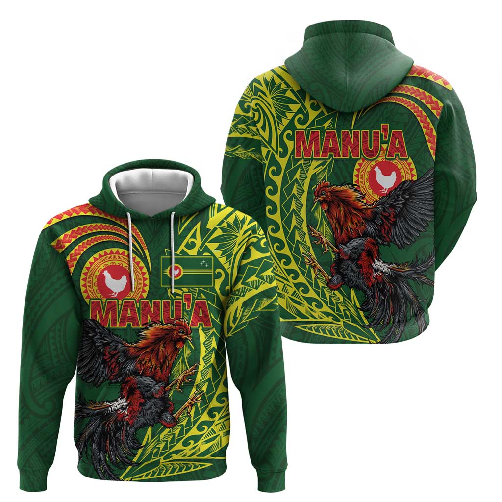 Proud of Manu'a Islands Hoodie Rooster and Polynesian Art Wing Style