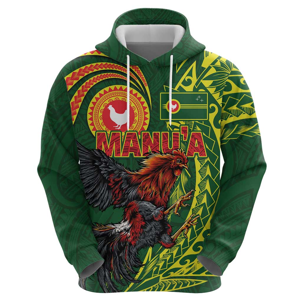 Proud of Manu'a Islands Hoodie Rooster and Polynesian Art Wing Style