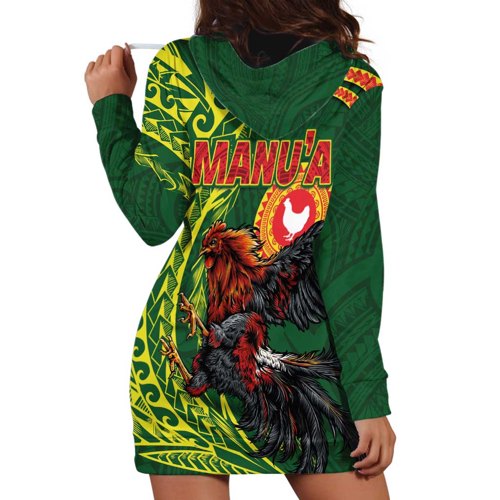 Proud of Manu'a Islands Hoodie Dress Rooster and Polynesian Art Wing Style