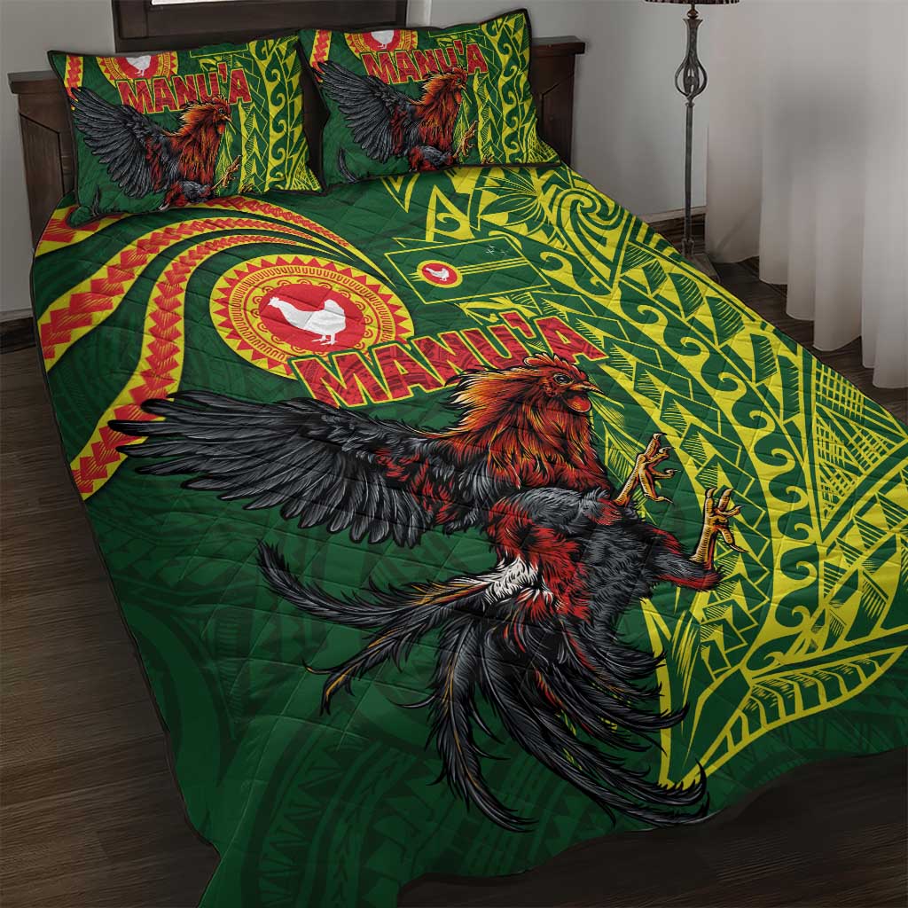 Proud of Manu'a Islands Quilt Bed Set Rooster and Polynesian Art Wing Style