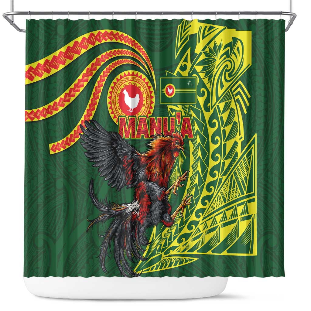 Proud of Manu'a Islands Shower Curtain Rooster and Polynesian Art Wing Style