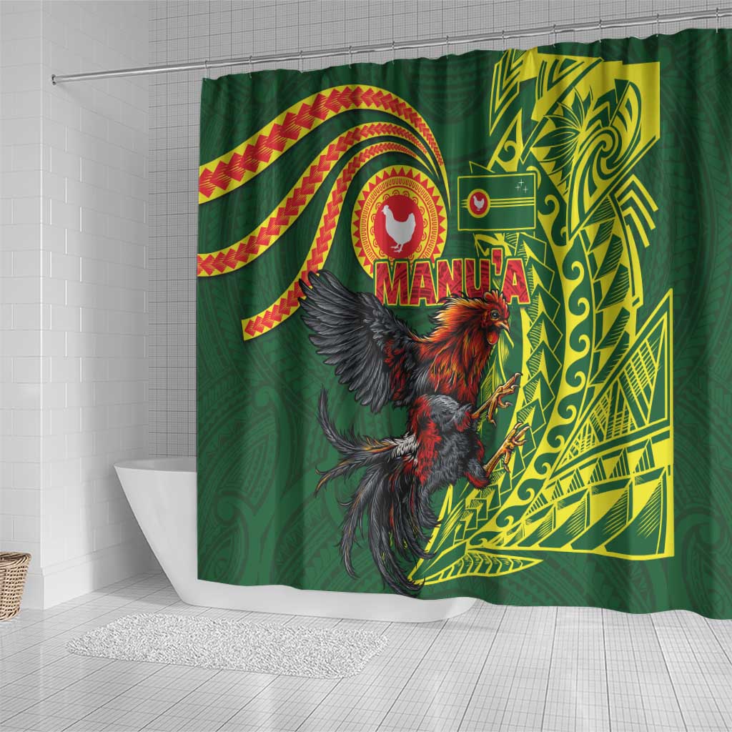 Proud of Manu'a Islands Shower Curtain Rooster and Polynesian Art Wing Style