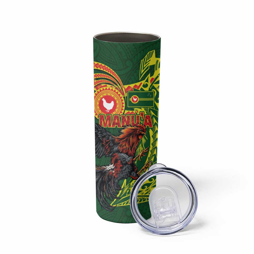 Proud of Manu'a Islands Skinny Tumbler Rooster and Polynesian Art Wing Style