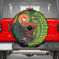 Proud of Manu'a Islands Spare Tire Cover Rooster and Polynesian Art Wing Style