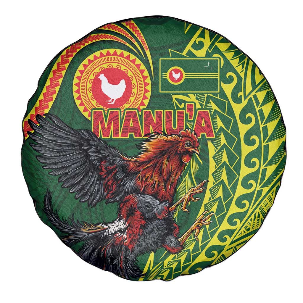 Proud of Manu'a Islands Spare Tire Cover Rooster and Polynesian Art Wing Style