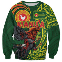 Proud of Manu'a Islands Sweatshirt Rooster and Polynesian Art Wing Style LT03 Unisex Green - Polynesian Pride