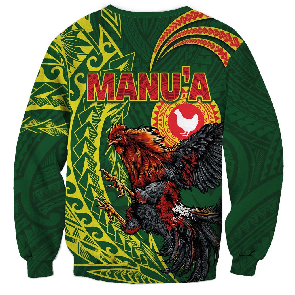 Proud of Manu'a Islands Sweatshirt Rooster and Polynesian Art Wing Style LT03 - Polynesian Pride