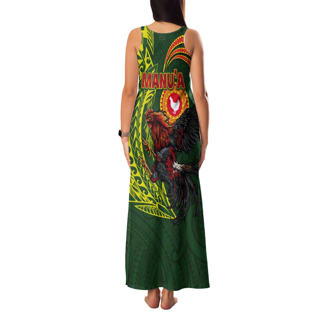 Proud of Manu'a Islands Tank Maxi Dress Rooster and Polynesian Art Wing Style