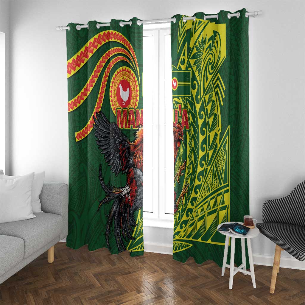 Proud of Manu'a Islands Window Curtain Rooster and Polynesian Art Wing Style