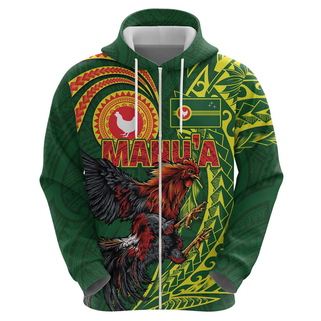 Proud of Manu'a Islands Zip Hoodie Rooster and Polynesian Art Wing Style