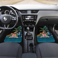 Fiji Day Car Mats Palm Tree With Plumeria Tapa Tribal Pattern
