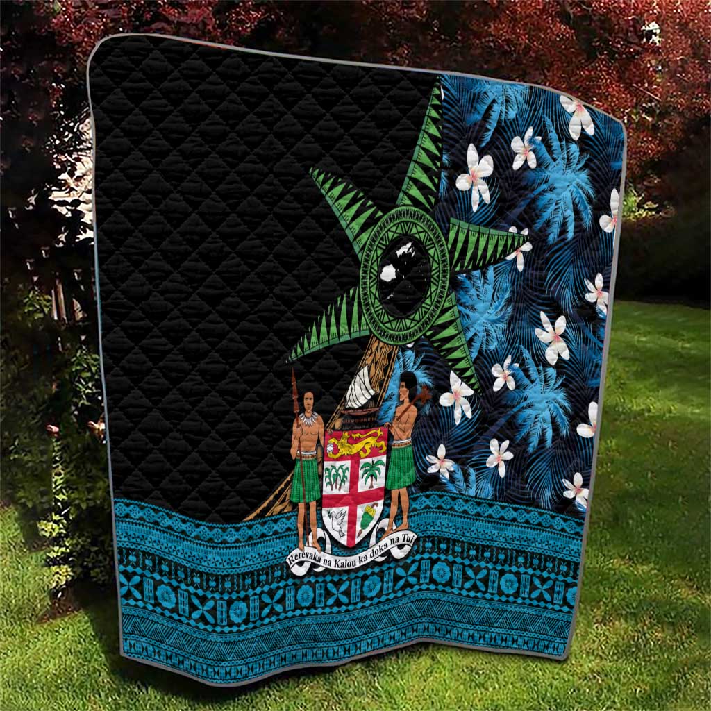 Fiji Day Quilt Palm Tree With Plumeria Tapa Tribal Pattern