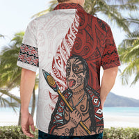 Maori Warrior Hawaiian Shirt Silver Fern New Zealand Map With Kowhaiwhai Pattern LT03 - Polynesian Pride