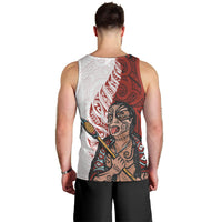 Maori Warrior Men Tank Top Silver Fern New Zealand Map With Kowhaiwhai Pattern LT03 - Polynesian Pride