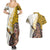 Maori Warrior Couples Matching Summer Maxi Dress and Hawaiian Shirt Silver Fern New Zealand Map With Kowhaiwhai Pattern LT03 - Polynesian Pride