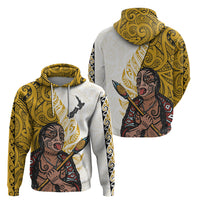 Maori Warrior Hoodie Silver Fern New Zealand Map With Kowhaiwhai Pattern LT03 - Polynesian Pride