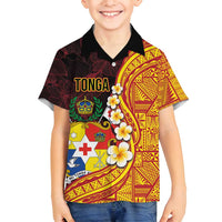 Tonga Culture Family Matching Tank Maxi Dress and Hawaiian Shirt Ngatu Pattern with Plumeria and Hibiscus