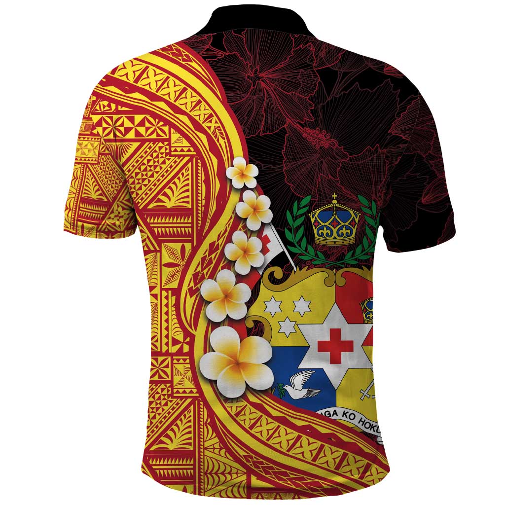 Tonga Culture Polo Shirt Ngatu Pattern with Plumeria and Hibiscus