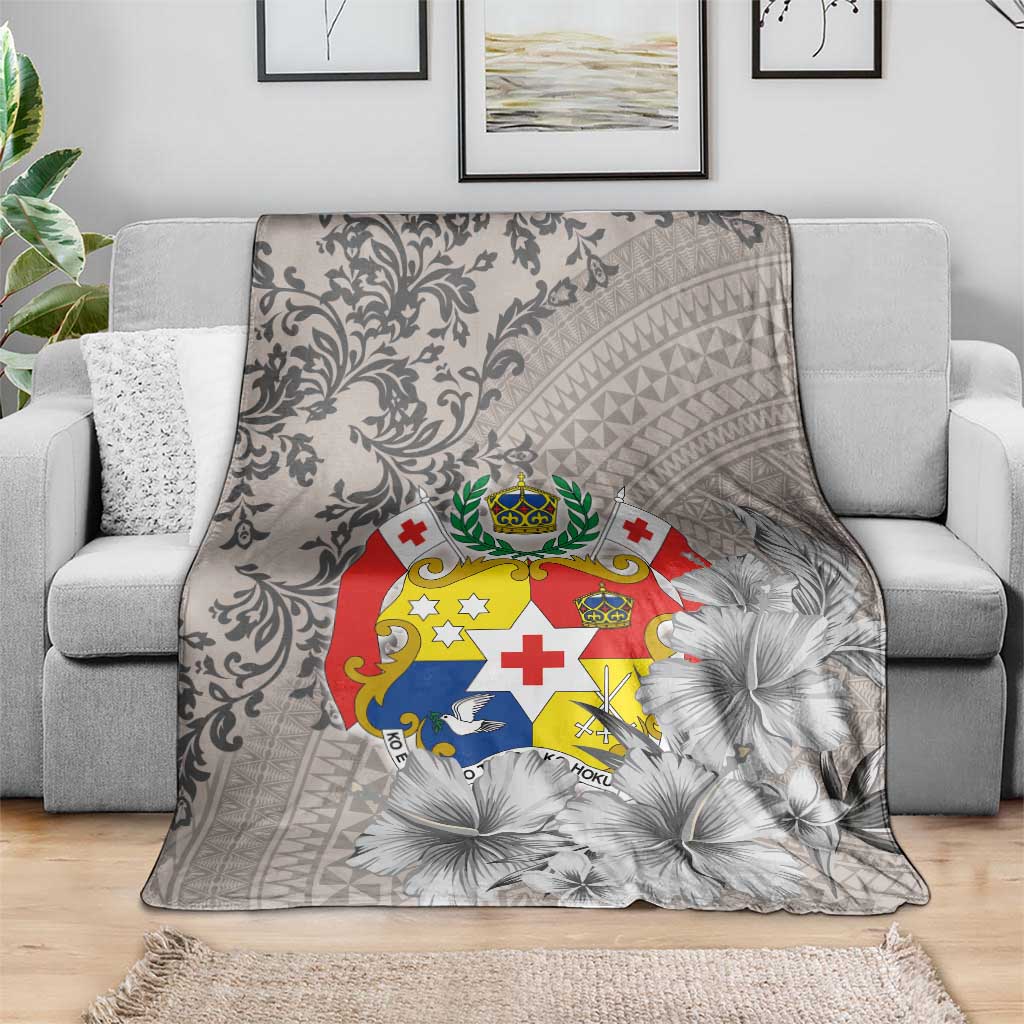 Tonga Culture Blanket Ngatu Pattern and Blooming Hibiscus