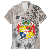 Tonga Culture Family Matching Off The Shoulder Long Sleeve Dress and Hawaiian Shirt Ngatu Pattern and Blooming Hibiscus