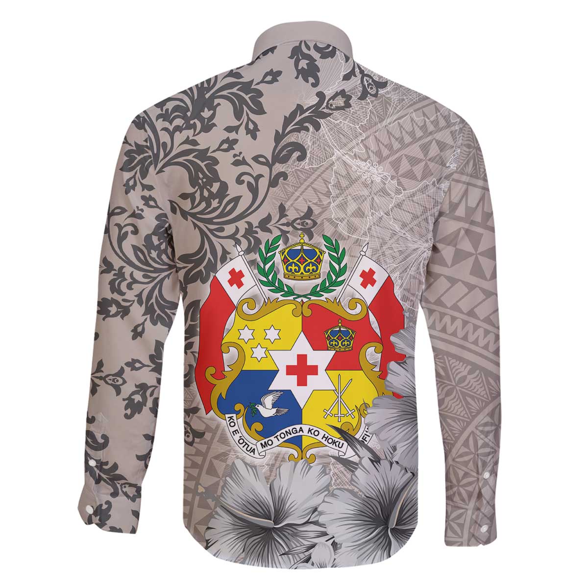 Tonga Culture Family Matching Off The Shoulder Long Sleeve Dress and Hawaiian Shirt Ngatu Pattern and Blooming Hibiscus