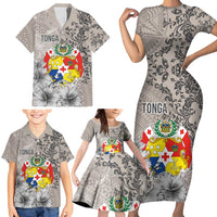 Tonga Culture Family Matching Short Sleeve Bodycon Dress and Hawaiian Shirt Ngatu Pattern and Blooming Hibiscus LT03 - Polynesian Pride