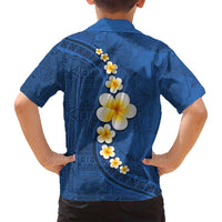 Polynesian Hibiscus and Plumeria with Tapa Pattern Family Matching Tank Maxi Dress and Hawaiian Shirt Blue Color LT03 - Polynesian Pride