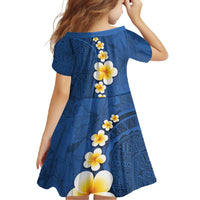 Polynesian Hibiscus and Plumeria with Tapa Pattern Family Matching Tank Maxi Dress and Hawaiian Shirt Blue Color LT03 - Polynesian Pride