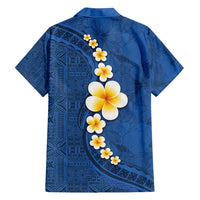 Polynesian Hibiscus and Plumeria with Tapa Pattern Family Matching Tank Maxi Dress and Hawaiian Shirt Blue Color LT03 - Polynesian Pride