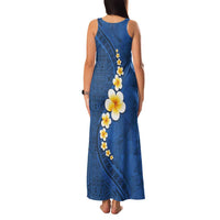 Polynesian Hibiscus and Plumeria with Tapa Pattern Family Matching Tank Maxi Dress and Hawaiian Shirt Blue Color LT03 - Polynesian Pride