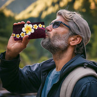 Polynesian Hibiscus and Plumeria with Tapa Pattern 4 in 1 Can Cooler Tumbler Pink Color