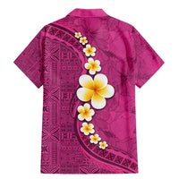 Polynesian Hibiscus and Plumeria with Tapa Pattern Family Matching Mermaid Dress and Hawaiian Shirt Pink Color