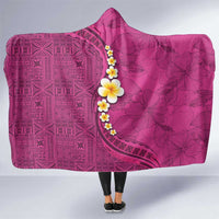 Polynesian Hibiscus and Plumeria with Tapa Pattern Hooded Blanket Pink Color LT03 One Size Pink - Polynesian Pride