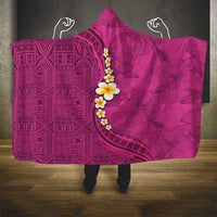 Polynesian Hibiscus and Plumeria with Tapa Pattern Hooded Blanket Pink Color LT03 - Polynesian Pride