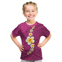 Polynesian Hibiscus and Plumeria with Tapa Pattern Kid T Shirt Pink Color LT03 Pink - Polynesian Pride